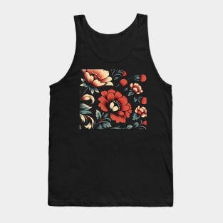 Red Floral Illustration Tank Top